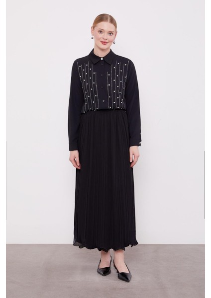 Siyah Kırışık Piliseli Etek fiyatları