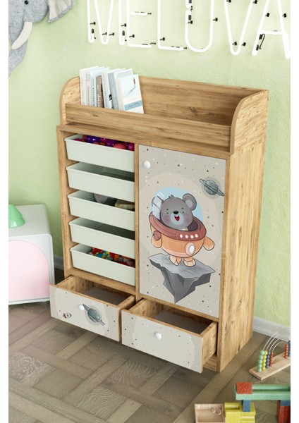Little Astronaut Design "melova" 5 Sepetli 2 Çekmeceli Çok Amaçlı Oyuncak Dolabı fırsatları