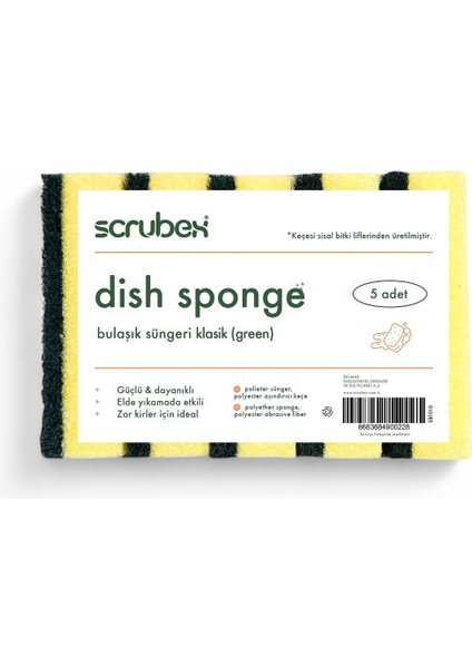 Green Bulaşık Süngeri 5'li SB1010