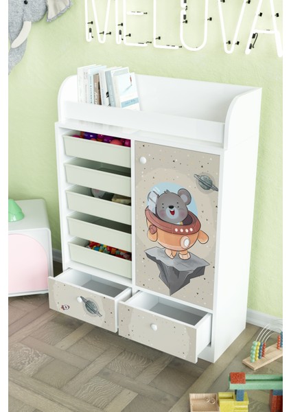 Little Astronaut Design "melova" 5 Sepetli 2 Çekmeceli Çok Amaçlı Oyuncak Dolabı fırsatları