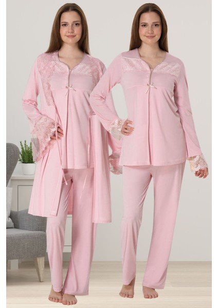 Pembe Sabahlıklı Hamile Lohusa Pijama Takımı
