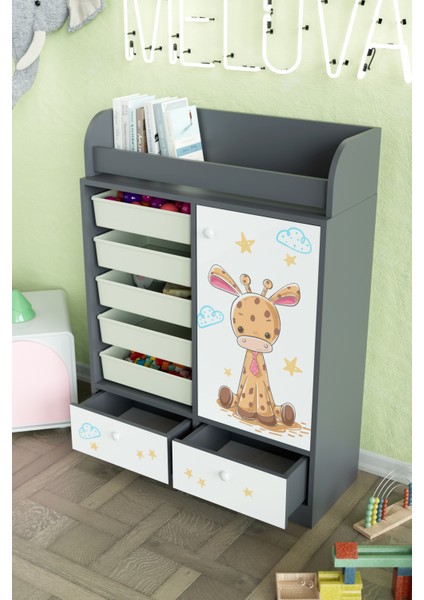 Bay Zürafa Design "melova" 5 Sepetli 2 Çekmeceli Çok Amaçlı Oyuncak Dolabı fırsatları