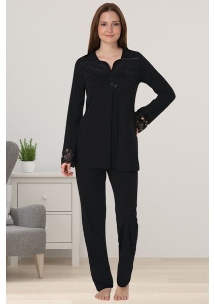 Siyah Hamile Lohusa Pijama Takımı