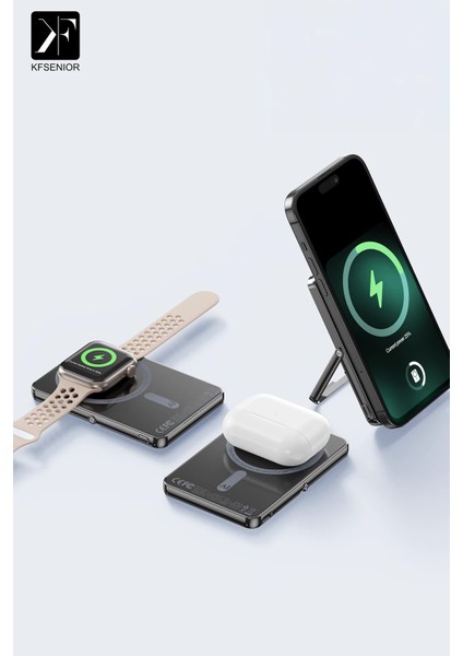 PW580 5.000 Mah 20W Type-C 15W Kablosuz Şarj 3W Saat Şarj ve 5W Kulaklık Şarj Destekli Pd Hızlı Şarj Magsafe Powerbank - Titanyum Gnzrz modelleri