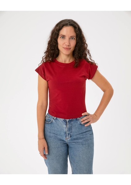 Sangria Basic Half Crop T-Shirt