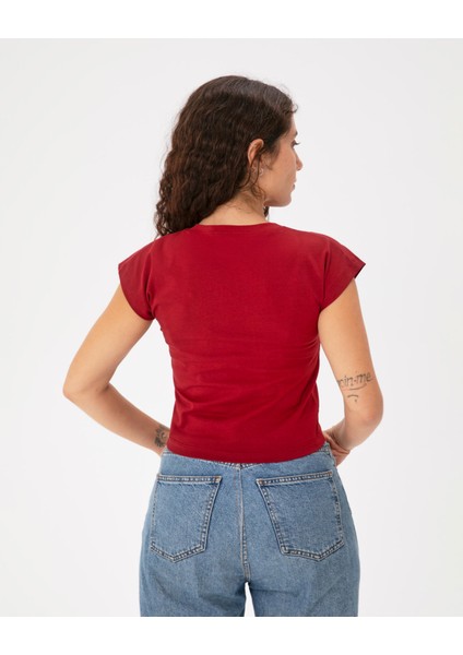 Sangria Basic Half Crop T-Shirt