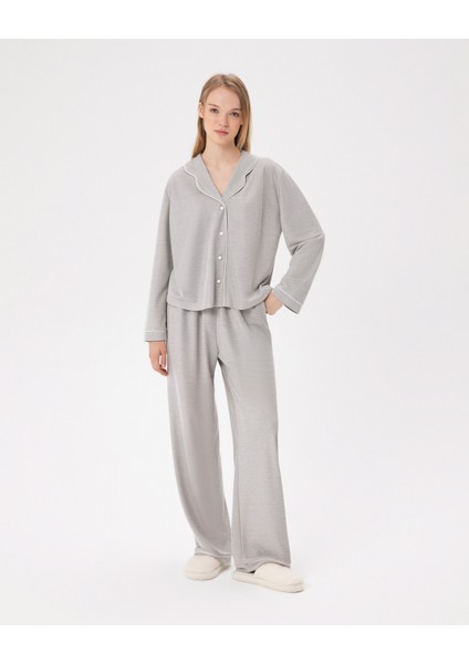 Gri Biyeli Pijama Altı
