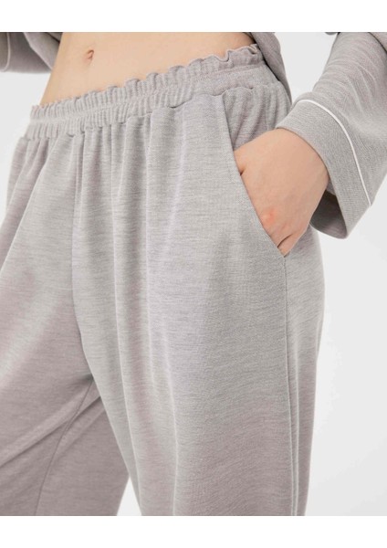 Gri Biyeli Pijama Altı
