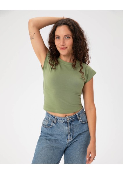 Matcha Basic Half Crop T-Shirt