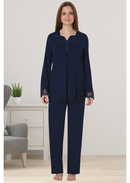Lacivert Hamile Lohusa Pijama Takımı