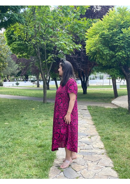 Sİyah Desenli Yazlık Salaş Elbise – Rahat Bol Kesim, Büyük Beden Uyumlu 36-50 fiyatları