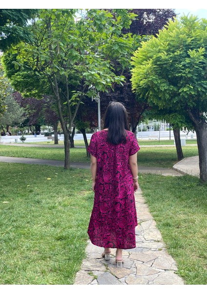 Sİyah Desenli Yazlık Salaş Elbise – Rahat Bol Kesim, Büyük Beden Uyumlu 36-50 modelleri