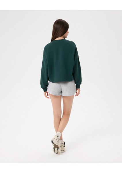 Kadın Koyu Yeşil Basic EasySize Sweatshirt - Uzun Kollu, Basic Fit, Sertifikalı Organik Pamuk, Günlük ve Spor Sweat indirimleri