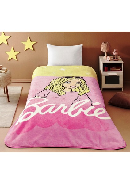 Lisanslı Tek Kişilik Çocuk Battaniye (160X220)-BARBIE Girl Malibu Pembe