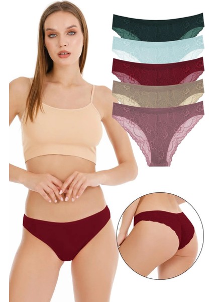 Kadın Brazilian Arkası Dantelli Külot 5 Li Paket Seti