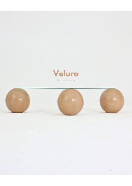 Modern Orta Sehpa & Top Sehpa Cam Sehpa & Küre Orta Sehpa - Açık Ceviz Top - Fasulye - Şeffaf Cam fiyatları