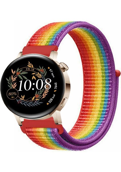 Huawei Watch Gt3 Elegant 42MM Akıllı Saat Uyumlu Spor Kumaş Desenli Cırt Cırtlı Kordon Kayış