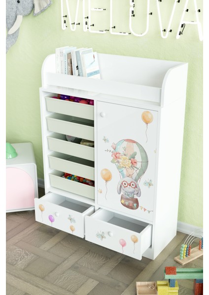 Sky Journey Design "melova" 5 Sepetli 2 Çekmeceli Çok Amaçlı Oyuncak Dolabı fırsatları