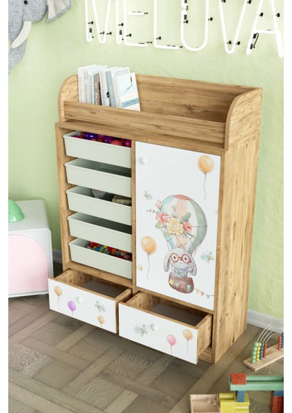 Sky Journey Design "melova" 5 Sepetli 2 Çekmeceli Çok Amaçlı Oyuncak Dolabı fırsatları