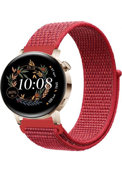 Huawei Watch Gt3 Elegant 42MM Akıllı Saat Uyumlu Spor Kumaş Desenli Cırt Cırtlı Kordon Kayış