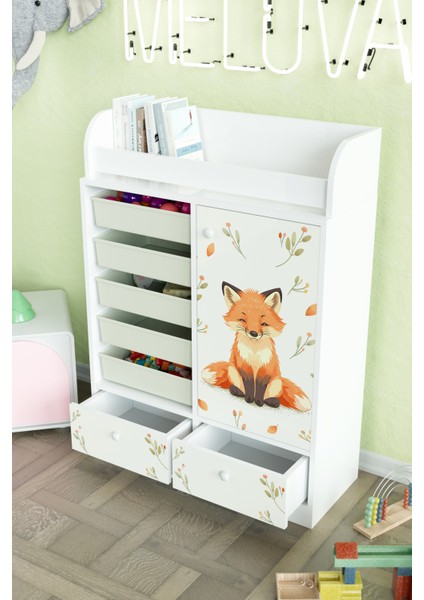 Foxie Design "melova" 5 Sepetli 2 Çekmeceli Çok Amaçlı Oyuncak Dolabı fırsatları