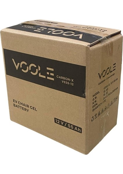VOOLE 12V 55 AH ENGELLİ ARAÇ AKÜSÜ JEL CARBON-X EV CHAIR GEL BATTERY (230*139*215) (15,3 KG) YÜKSEK modelleri