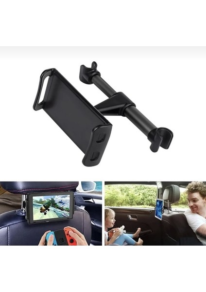 Tablet ve Telefon Tutucu Araç Içi Arka Koltuk Kafalık Model Robotik Dönebilen 1 Adet