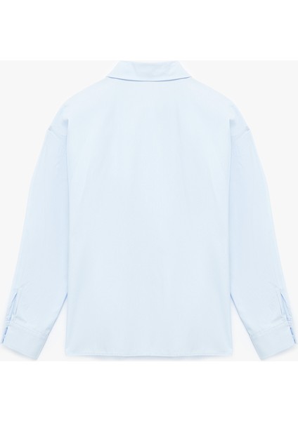 Pamuklu Uzun Kollu Pile Detaylı Düğmeli Oversize Gömlek fiyatları