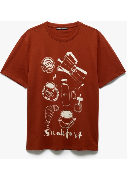 Bisiklet Yaka Pamuklu Regular Fit Kısa Kollu Baskılı Tişört