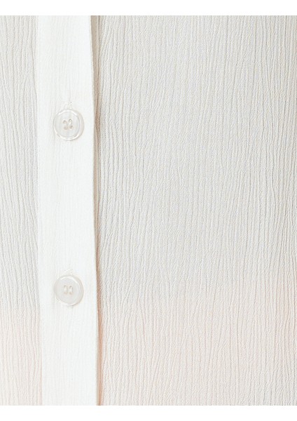 Düğmeli Uzun Kollu Arkası Baskı Detaylı Viskon Plaj Elbisesi