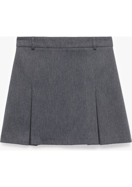 Pamuklu A Kesim Pileli Mini Etek