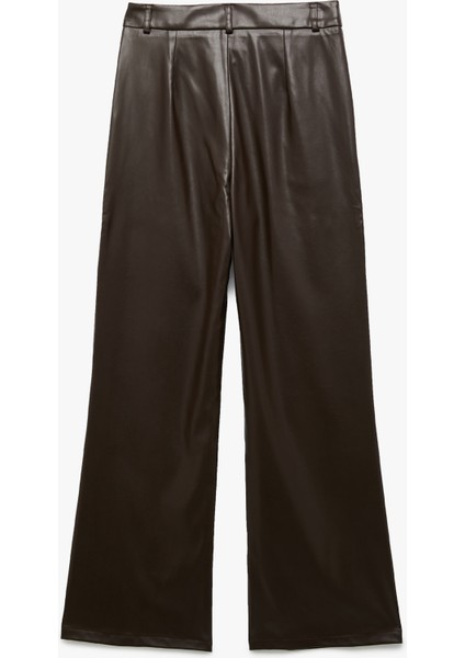 Cepli Düz Bol Paça Suni Deri Pantolon fiyatları