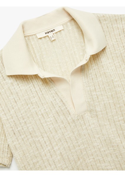 Metalik Iplik Detaylı Parıltılı Kısa Kollu Polo Yaka Tişört modelleri