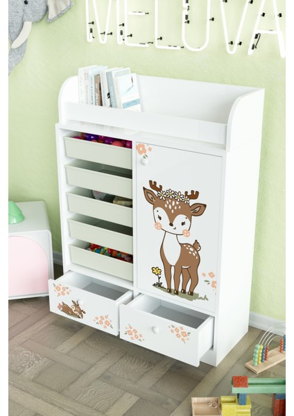 Little Fawn Design "melova" 5 Sepetli 2 Çekmeceli Çok Amaçlı Oyuncak Dolabı fırsatları