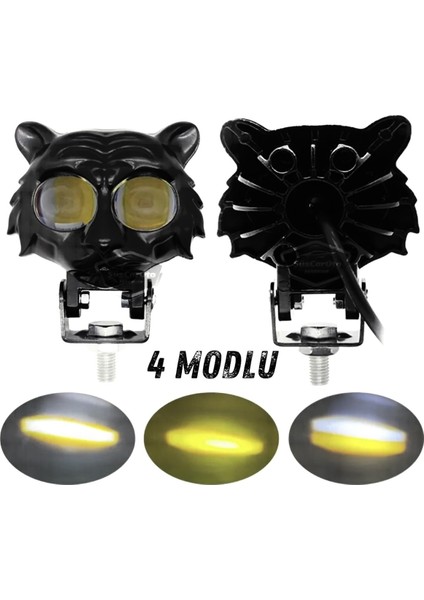 Kedi Göz Sis Farı Çift Renk Sarı-Beyaz Araç Motosiklet Off Road LED Lamba Metal Çalışma Lambası