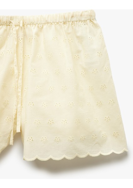 Rahat Kalıp Beli Bağlamalı Fistolu Şort Pijama Altı