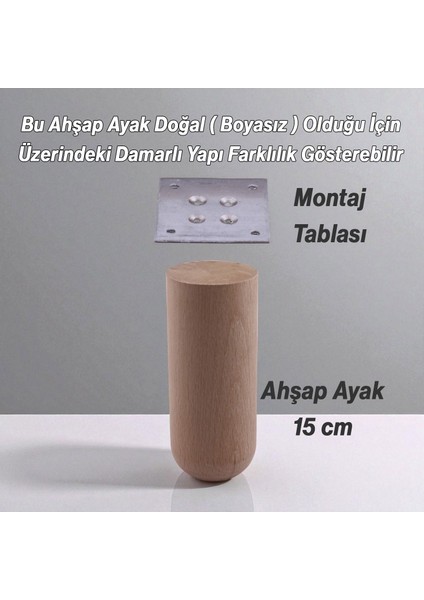 Bohem 4 Adet Doğal Ahşap 15 cm Silindir Ayak Set Mobilya Koltuk Kanepe Sehpa Masa Ayağı Ayakları fiyatları