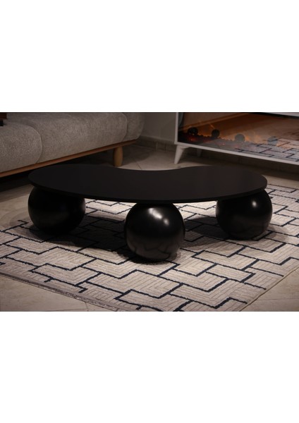 Modern Orta Sehpa & Top Sehpa Cam Sehpa & Küre Orta Sehpa - Siyah Top - Fasulye - Siyah Mdf modelleri