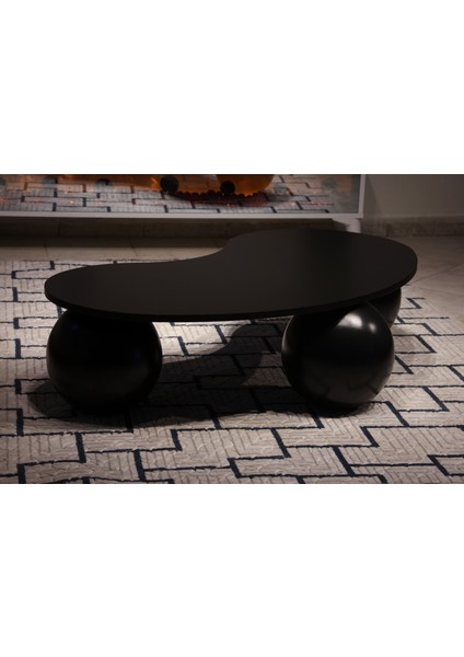 Modern Orta Sehpa & Top Sehpa Cam Sehpa & Küre Orta Sehpa - Siyah Top - Fasulye - Siyah Mdf fırsatları