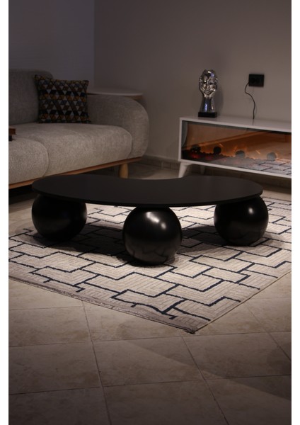 Modern Orta Sehpa & Top Sehpa Cam Sehpa & Küre Orta Sehpa - Siyah Top - Fasulye - Siyah Mdf indirimleri