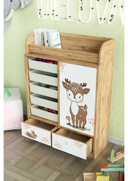 Little Fawn Design "melova" 5 Sepetli 2 Çekmeceli Çok Amaçlı Oyuncak Dolabı fırsatları