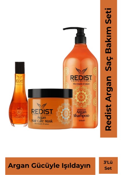 3'lü Argan Saç Bakım Seti | Onarıcı, Besleyici ve Parlatıcı Bakım