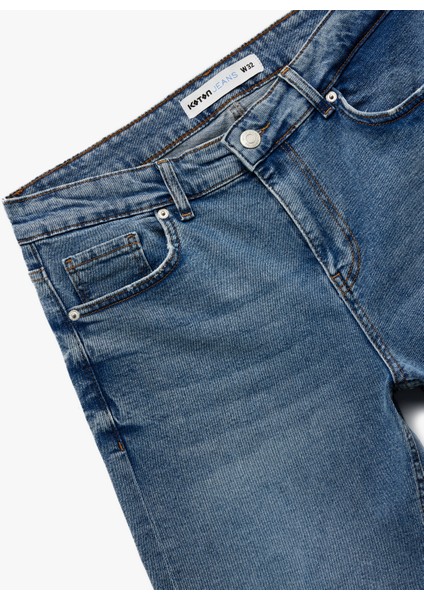 Katlamalı Paça Cep Detaylı Pamuklu Slim Fit Jean Şort modelleri