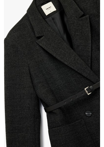 Uzun Kollu Cepli Kruvaze Kemerli Blazer Ceket modelleri