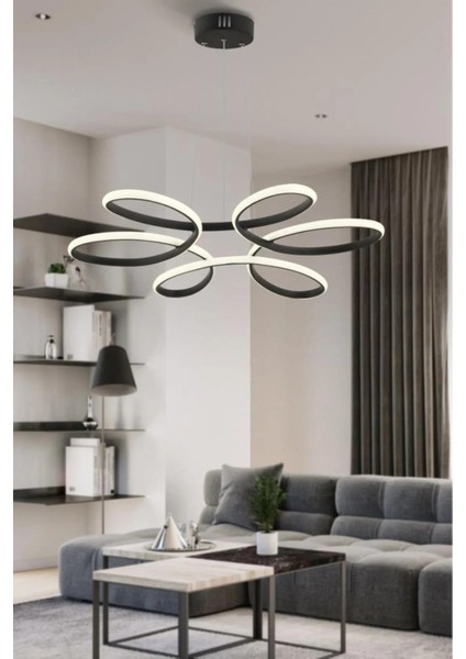 Istanbul Avize Megie Siyah Ledli Lüx Modern Beyaz Power LED Avize