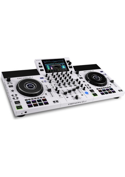 SC Live 4 | 4-Deck Standalone DJ kontrolcü, 7" Dokunmatik Ekran, Dahili Hoparlörler ve WI-FI - Beyaz