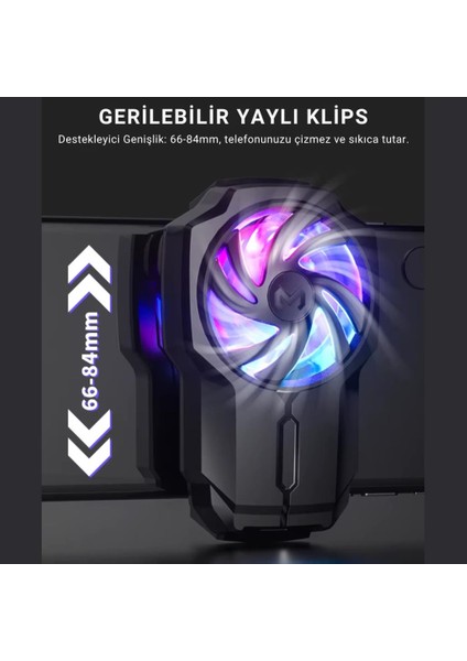700MAH Şarjlı Rgb Işıklı Sessiz 6000RPM Telefon Soğutucu Fan, Universal 3 Vitesli Süper Soğutucu indirimleri
