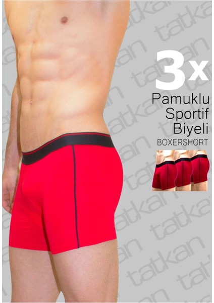 Tatkan - 3'lü - Pamuklu , Sportif Biyeli Erkek Boxershort