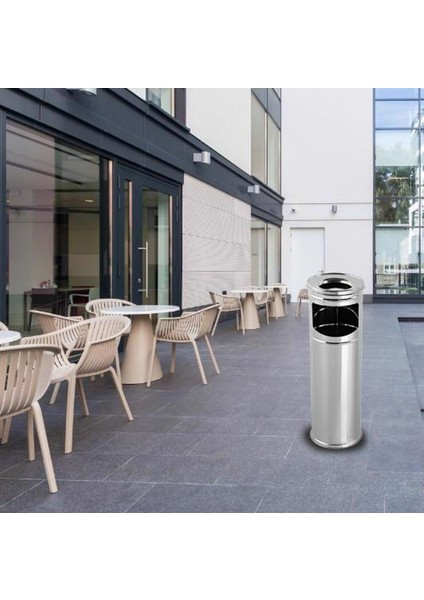 Paslanmaz Çöp Kovalı Üzeri Sigaralık Kapı Önü Büyük 3 Nolu Ayaklı Kolon Küllük modelleri