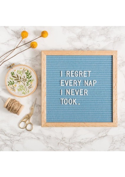 Letter Board-Harfli Ahşap Yazı Panosu Mavi-Meşe Ağacı (340 Harfli, Ahşap Ayaklı)